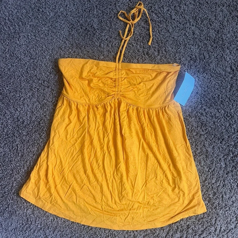 Isabel by Ingrid & Isabel Maternity Halter Babydoll Top Orange Yellow Medium NWT
